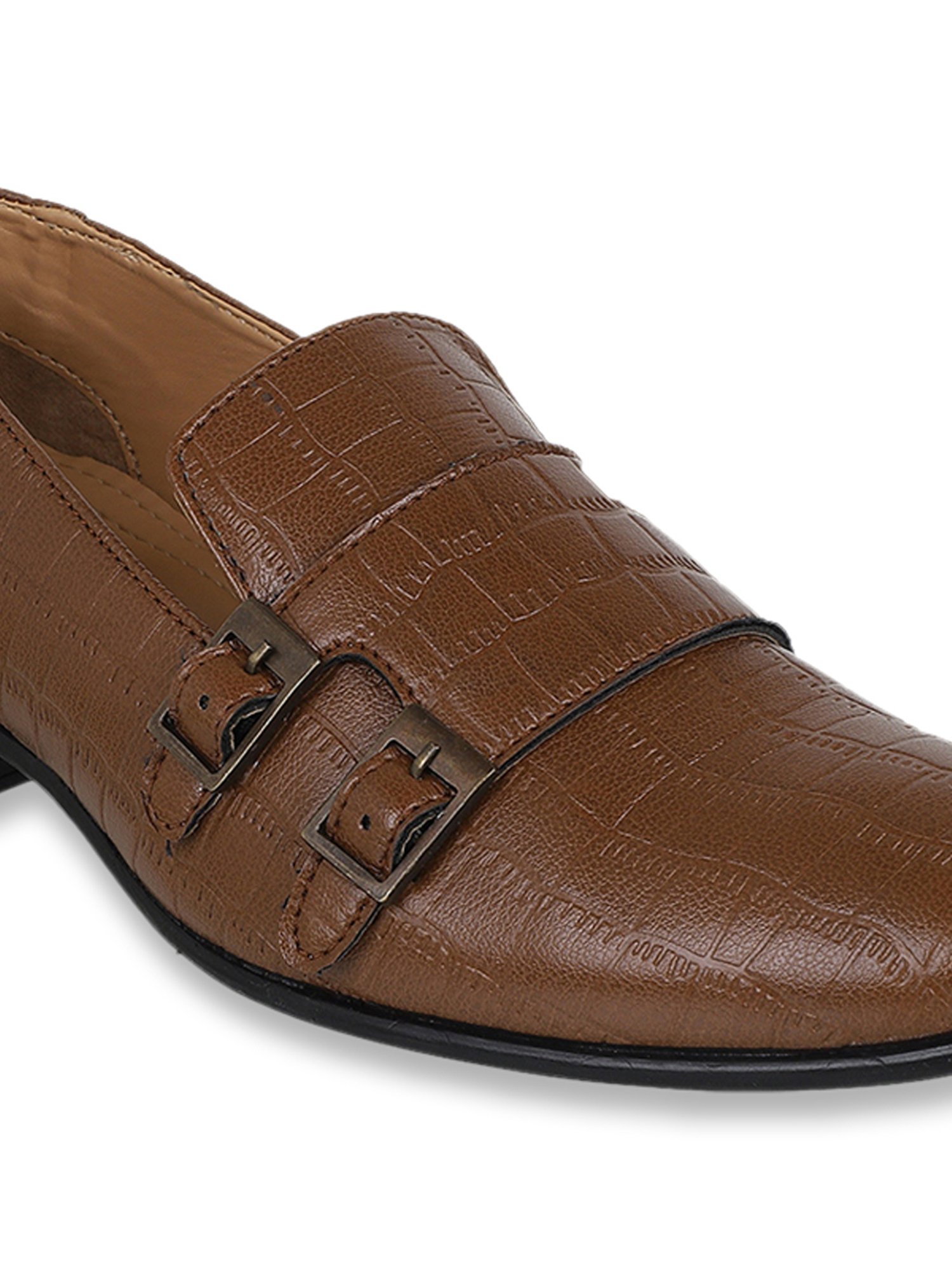 Carlton London Men's Tan Monk Shoes