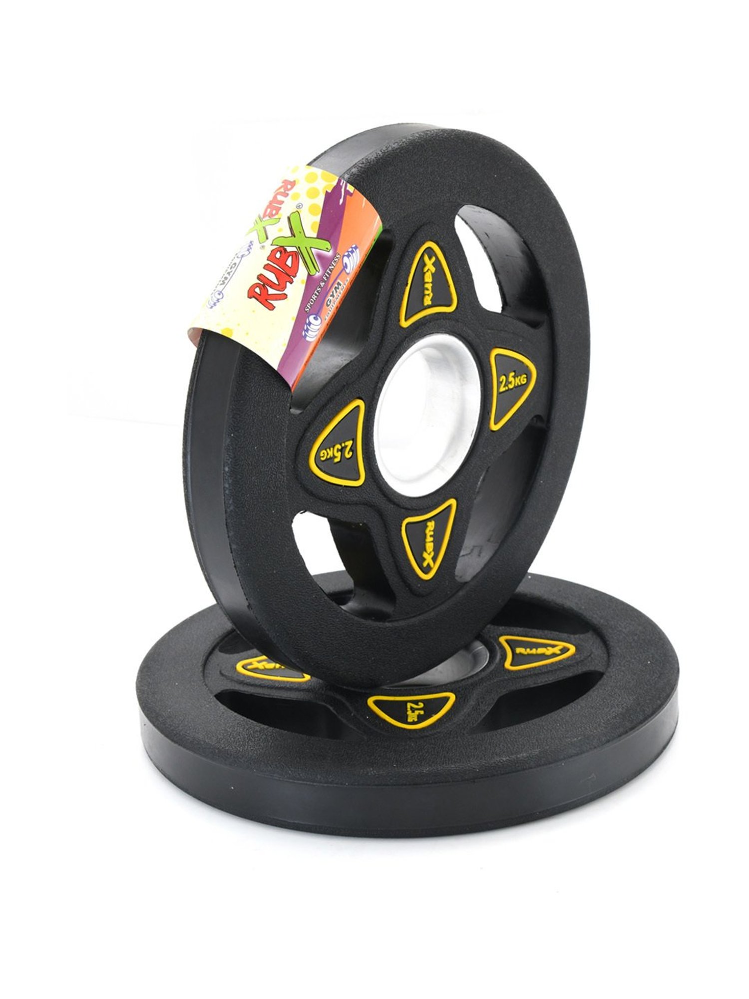 RUBX Rubber Coated Solid Weight Plate| (31 MM Home Gym Weight Plates, 2.5 Kg x 2pc (Total = 5 kg))