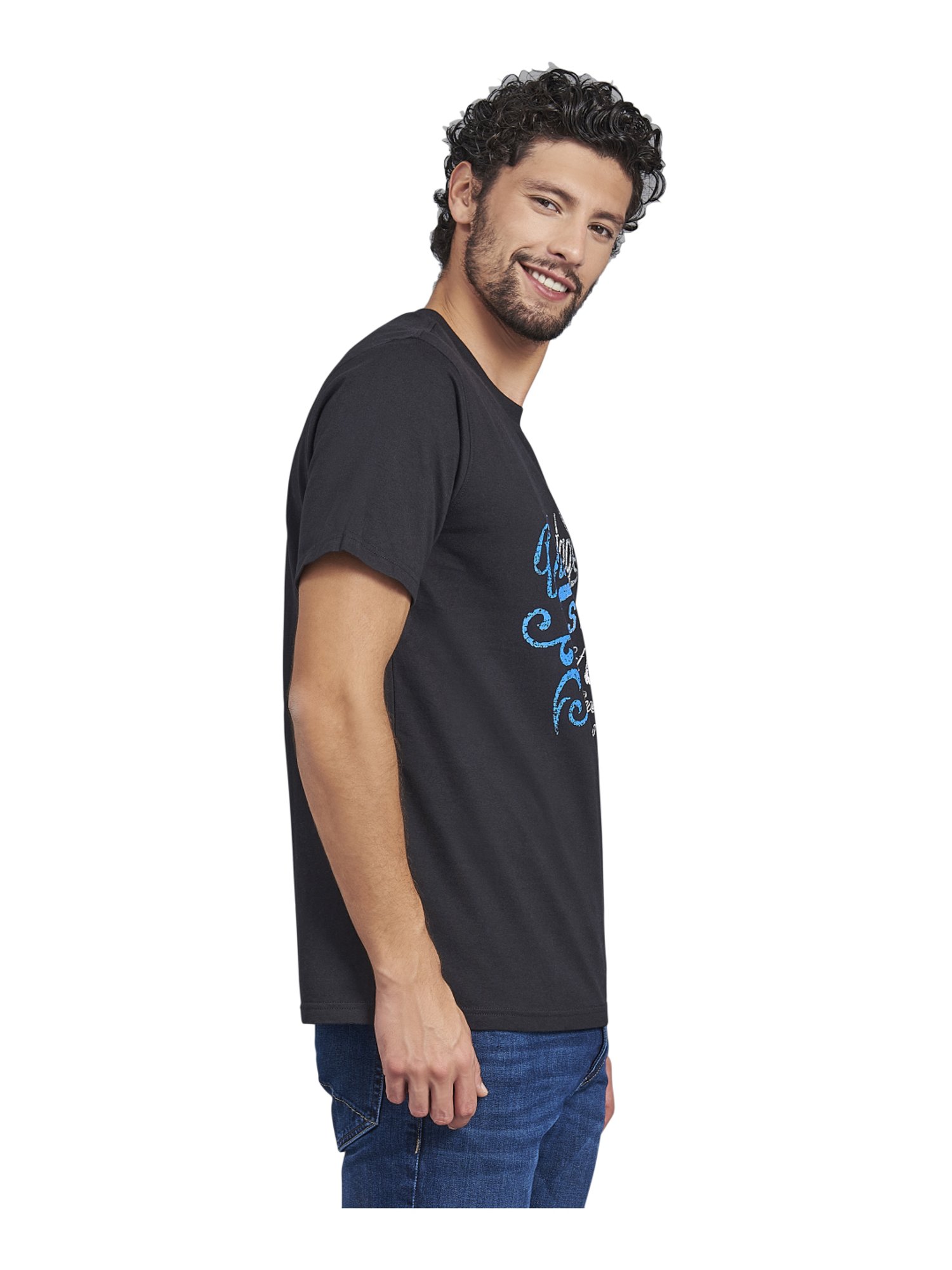Beverly Hills Polo Club Black Cotton Regular Fit Printed T-Shirt