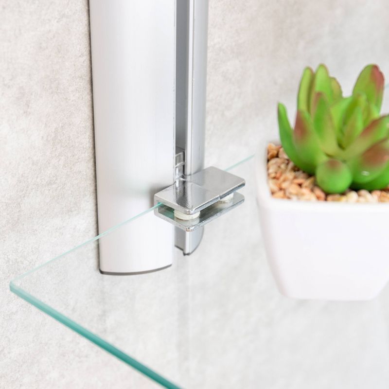 3 Tier Wall Mount Adjustable Glass Shelving Unit with Aluminum Bars - Danya B.