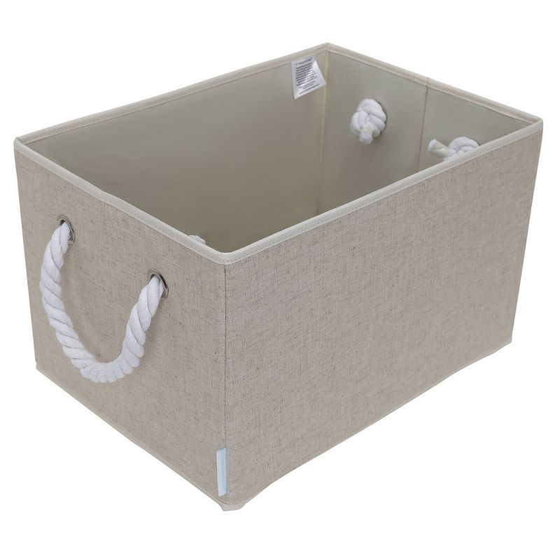 StorageWorks Set of 2 34L Fabric Storage Bins with Cotton Rope Handles Beige