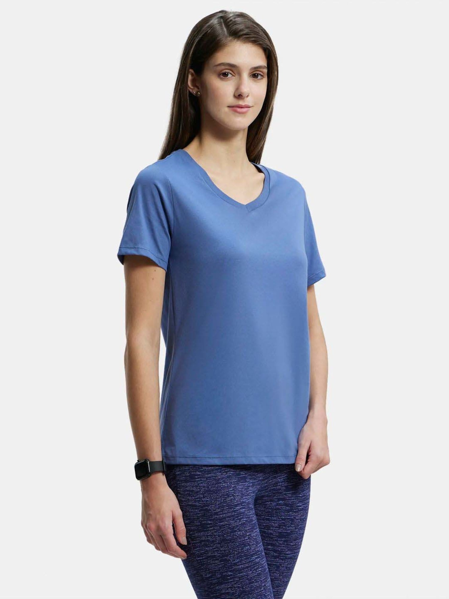 Jockey AW88 Women's Super Combed Cotton Rich Relaxed Fit Solid Curved Hem Styled Half Sleeve T-Shirt