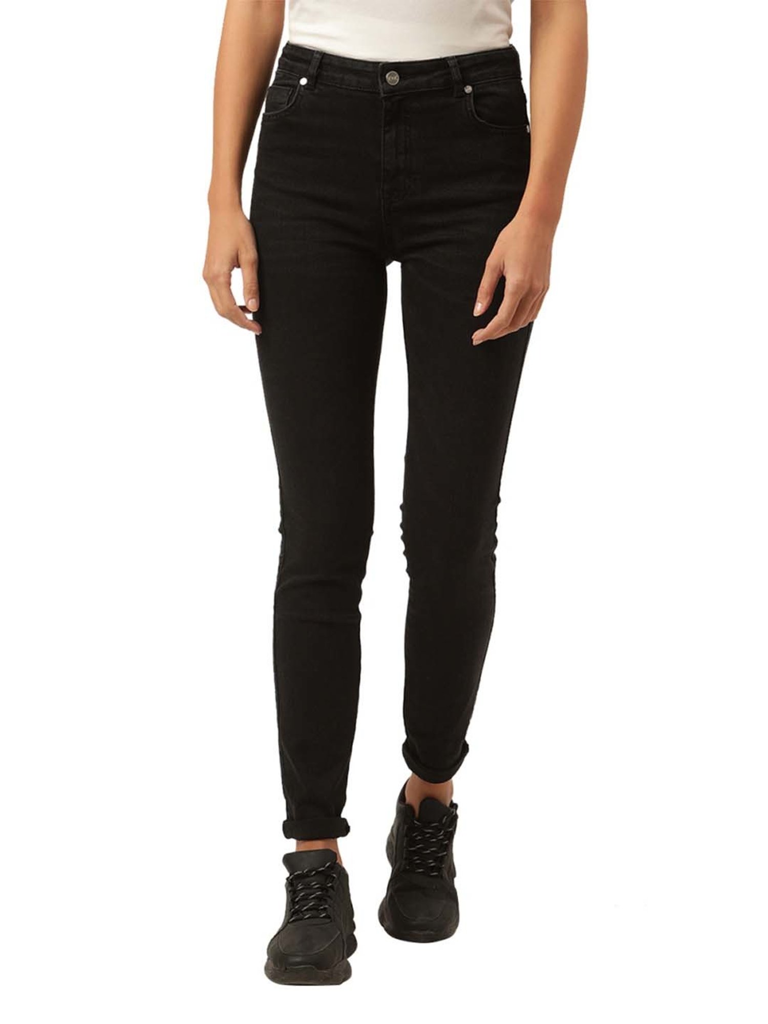KENDALL + KYLIE Black Cotton Mid Rise Jeans