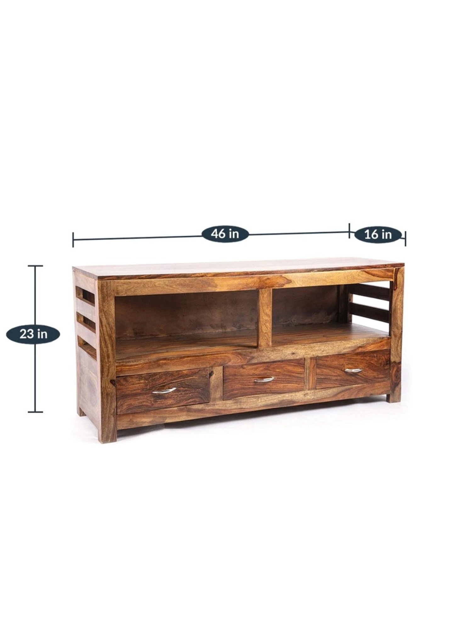 Ikiriya Allen Solid Brown Wood Console Table Teak Finish