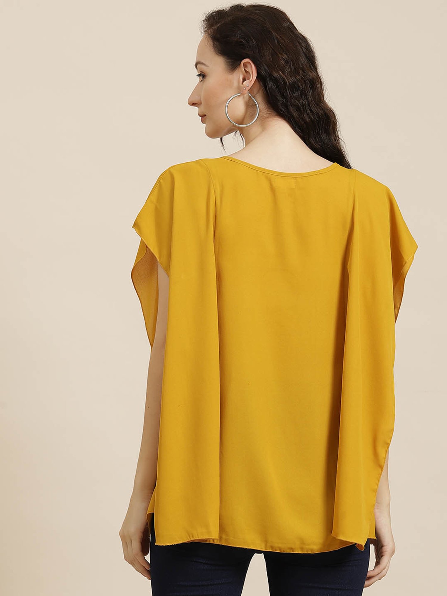 Qurvii Mustard Loose Fit Top