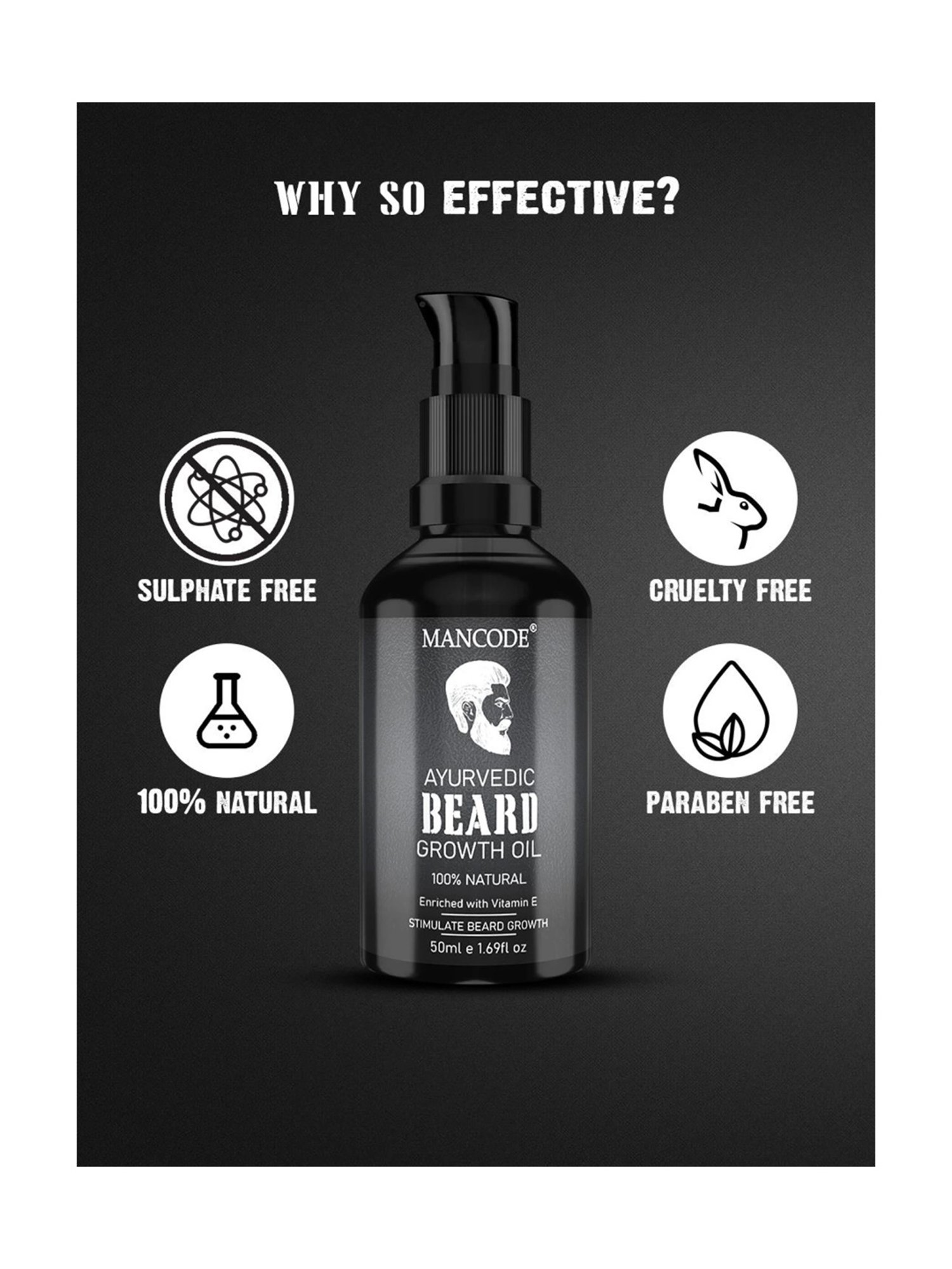 THE REAL MAN Beard Growth Oil 100 Percent Organic Beard & Moustache Hair Growth Oil - 50 ml