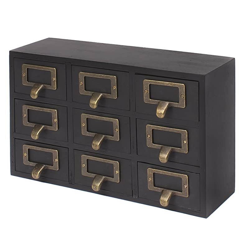 Apothecary Wood Desk Drawer Set 9 Drawers Rustic Black