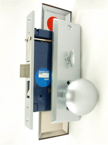 Maxtech (Like Marks 114A/26D) 1033B-26DL Satin Chrome 26D Left Hand Heavy Duty Mortise Entry Lockset, Screwless Knobs Thru Bolted Lock Set