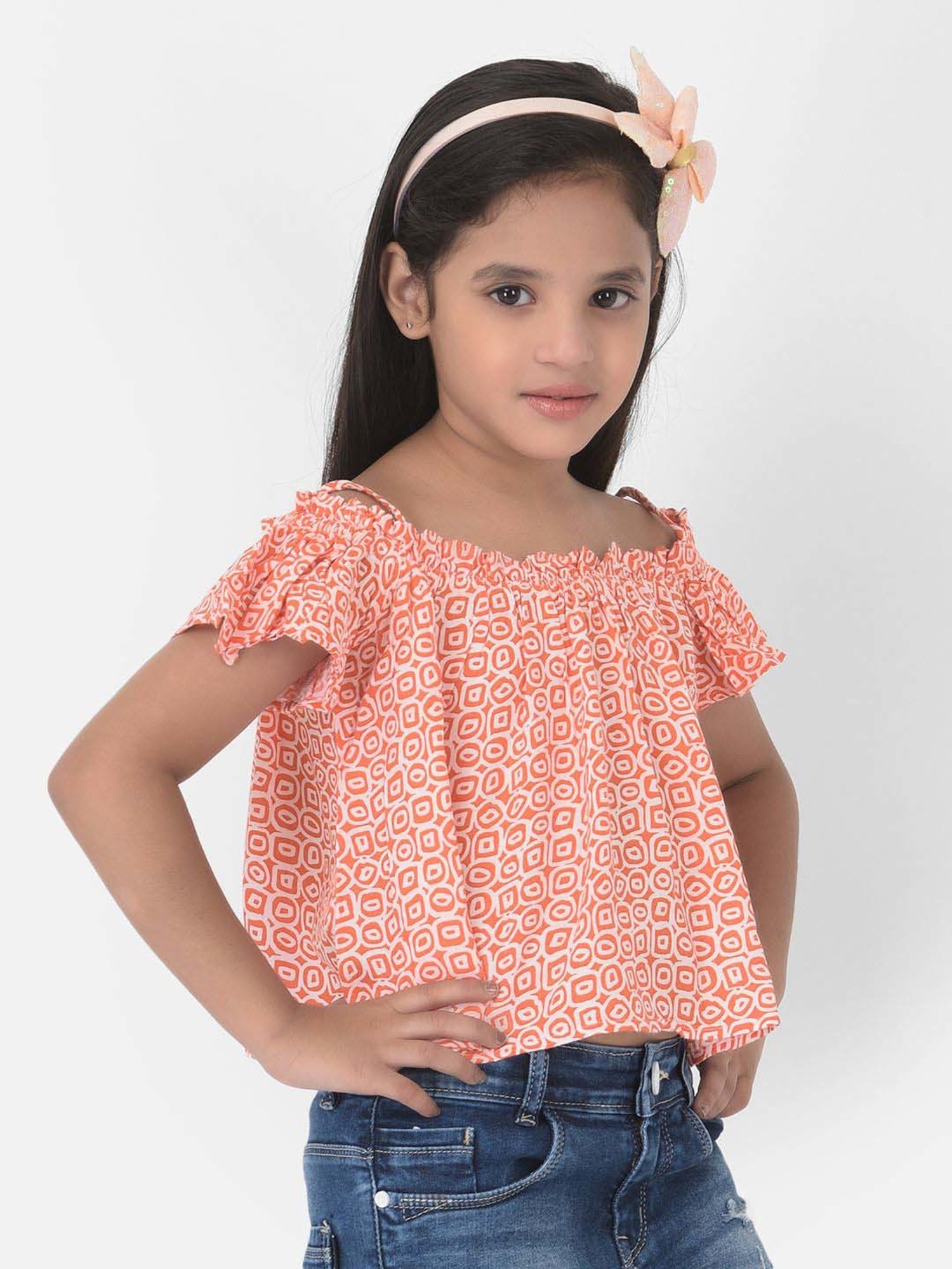 LilPicks Kids Teal Solid Crop Top