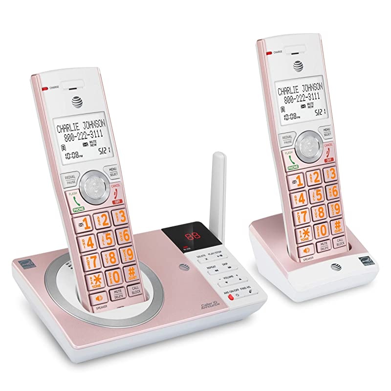 CL82257 DECT 60 Expandable Cordless Phone with Answering System and 2 Handset Rose Gold