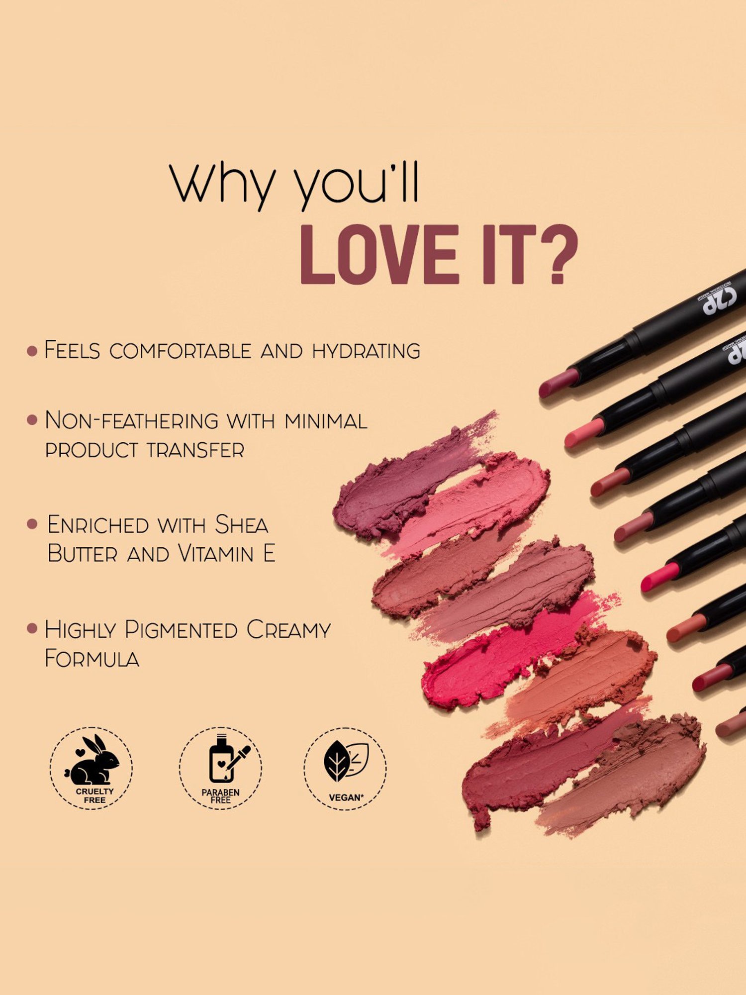 C2P PROFESSIONAL MAKEUP Slice Non Transfer Matte Lipstick Delicate Rose 109 - 1.7 gm