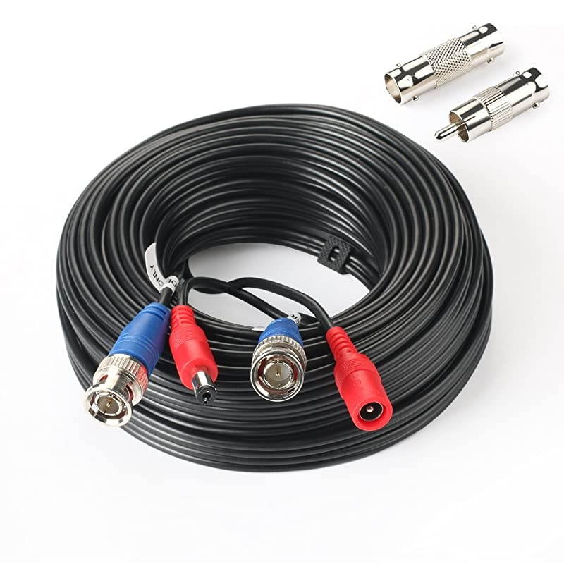 33Feet BNC Vedio Power Cable Pre-Made Al-in-One Camera Video BNC Cable Wire Cord for Surveillance CCTV Security System with Connectors(BNC Female and BNC to RCA)