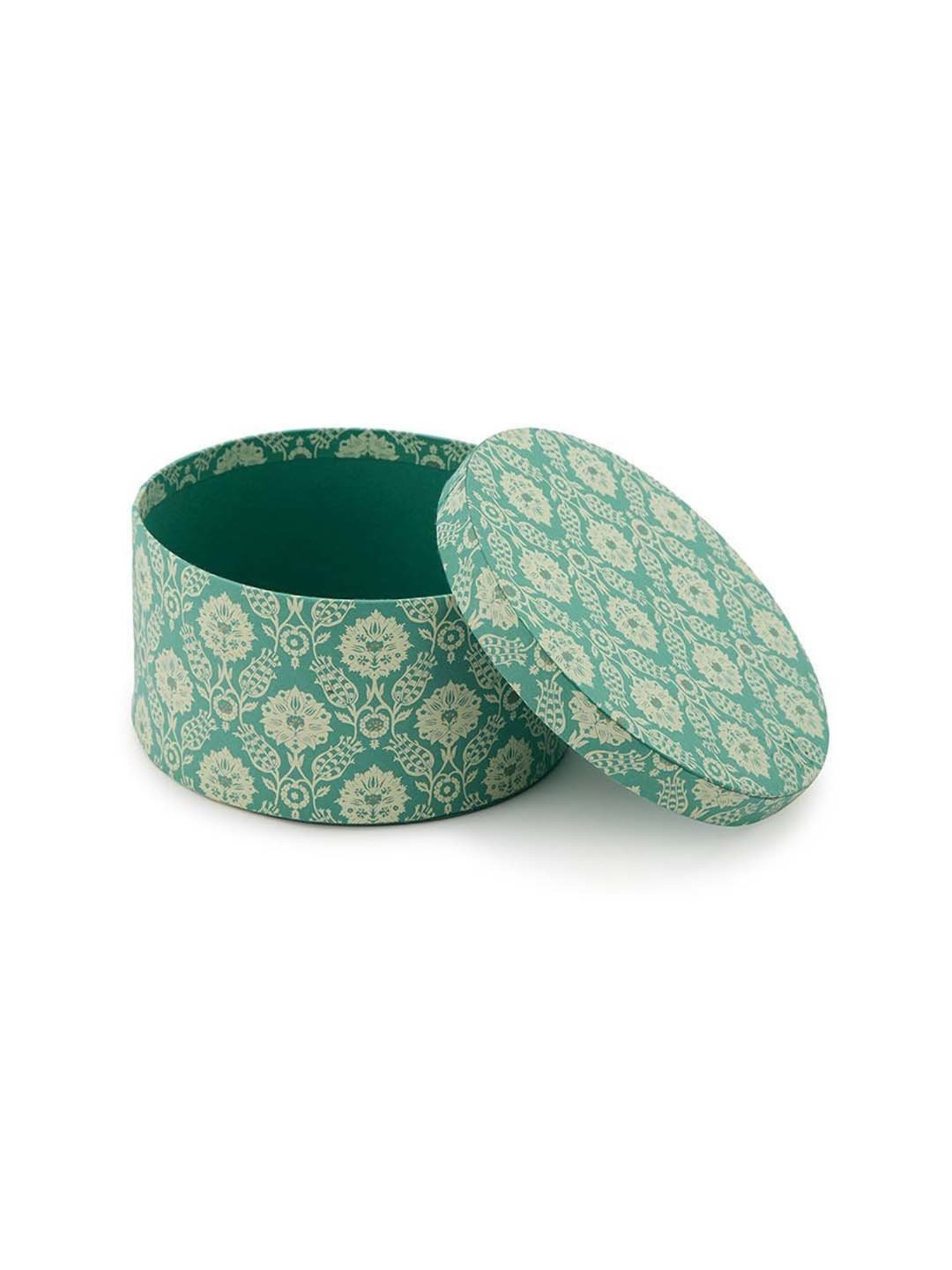Fabindia Home Teal Paper Printed Sarkhaab Gift Box - Set of 3
