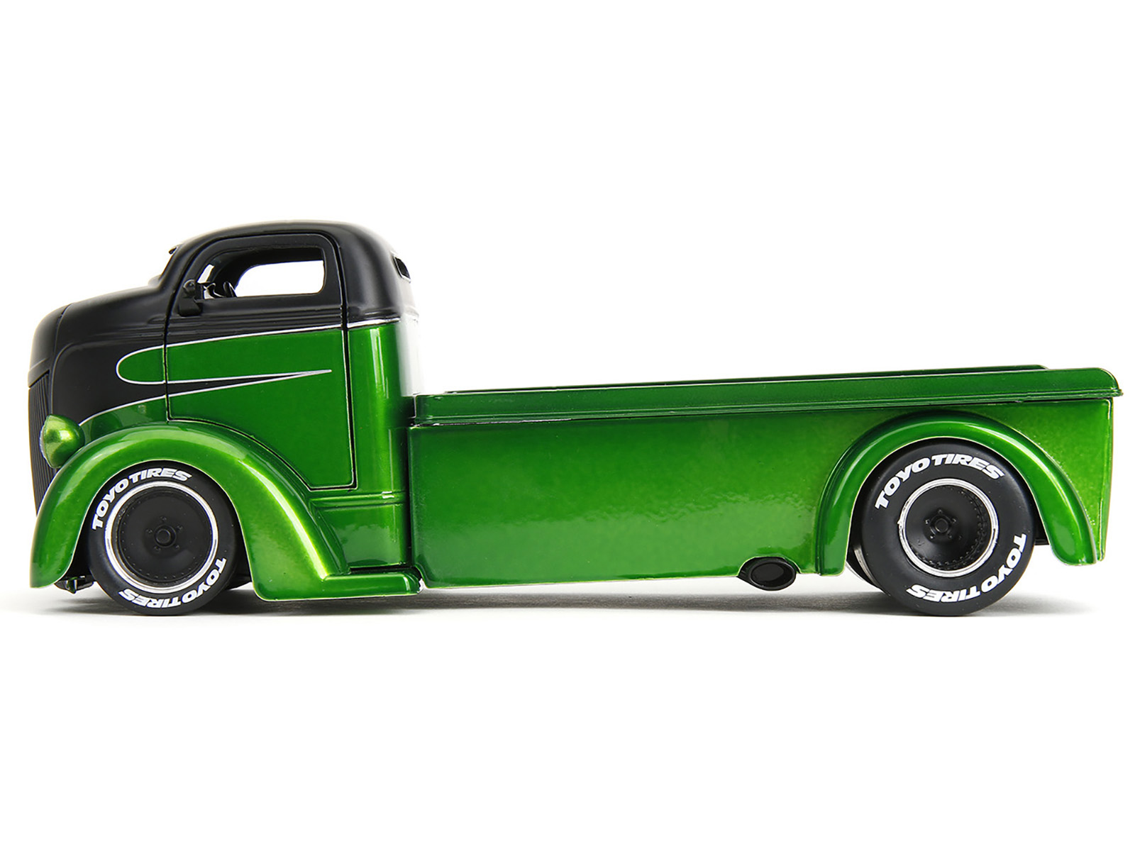 1947 Ford COE Flatbed Truck Green Metallic and Matt Black "Toyo Tires" with Extra Wheels "Just Trucks" Series 1/24 Diecast Model Car by Jada
