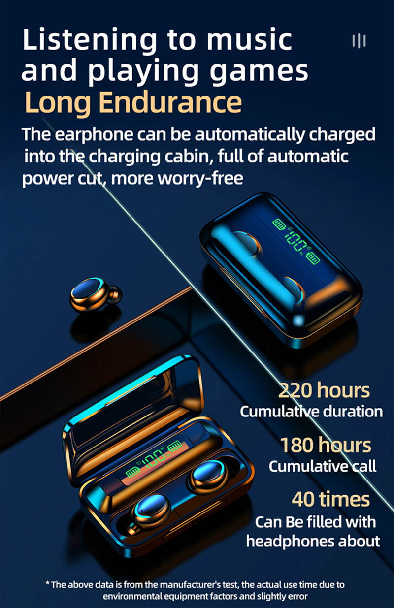 Wireless Bluetooth Earbuds Noise Cancelling Headphones with Charging Case 9D Stereo Earphones Earbuds IPX7 Waterproof Bluetooth 5.0 Wireless Sport Earbuds (Black, With Strap String)