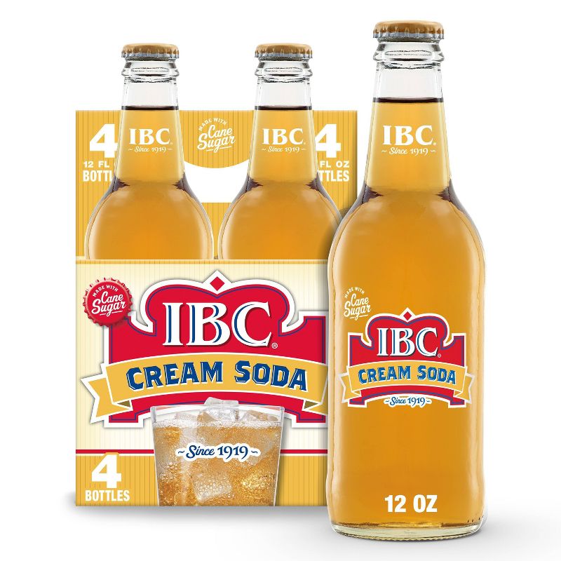 I.B.C. Cream Soda Made with Sugar - 4pk/12 fl oz Glass Bottles