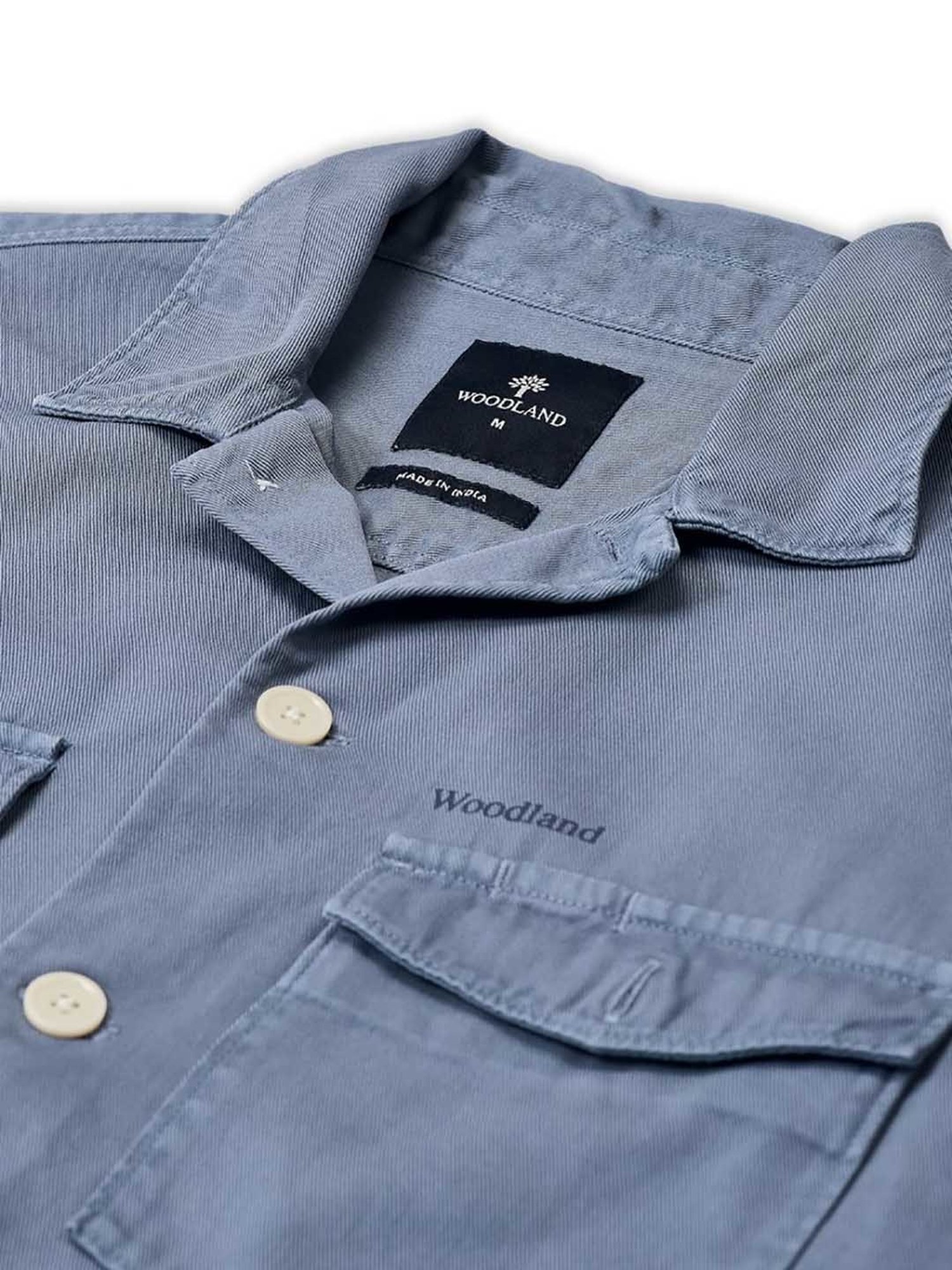 Woodland Mid Blue Regular Fit Cotton Shirt