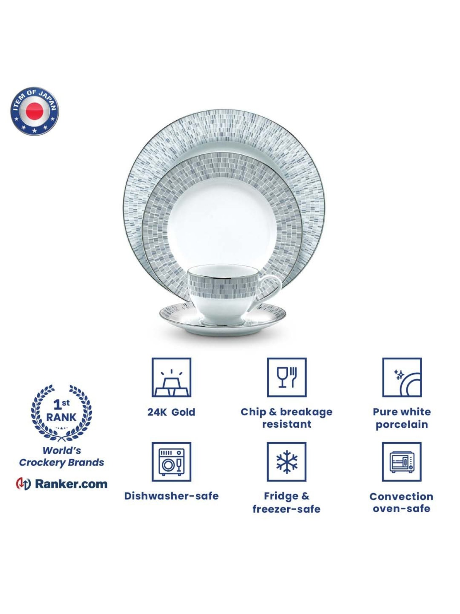 Noritake Ville De Platine White & Blue Porcelain Dinner Set