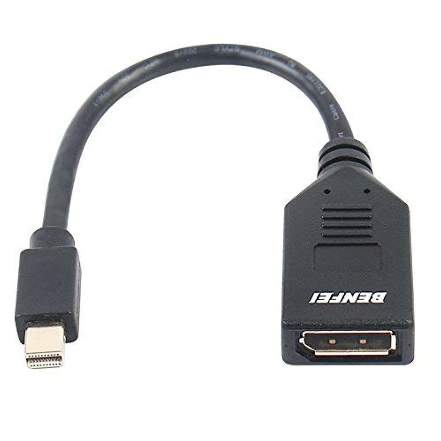 Benfei Mini DisplayPort to DisplayPort Adapter (Mini DP to DP) in Black - 4K Resolution Ready - Thunderbolt | Thunderbolt 2 Port Compatible