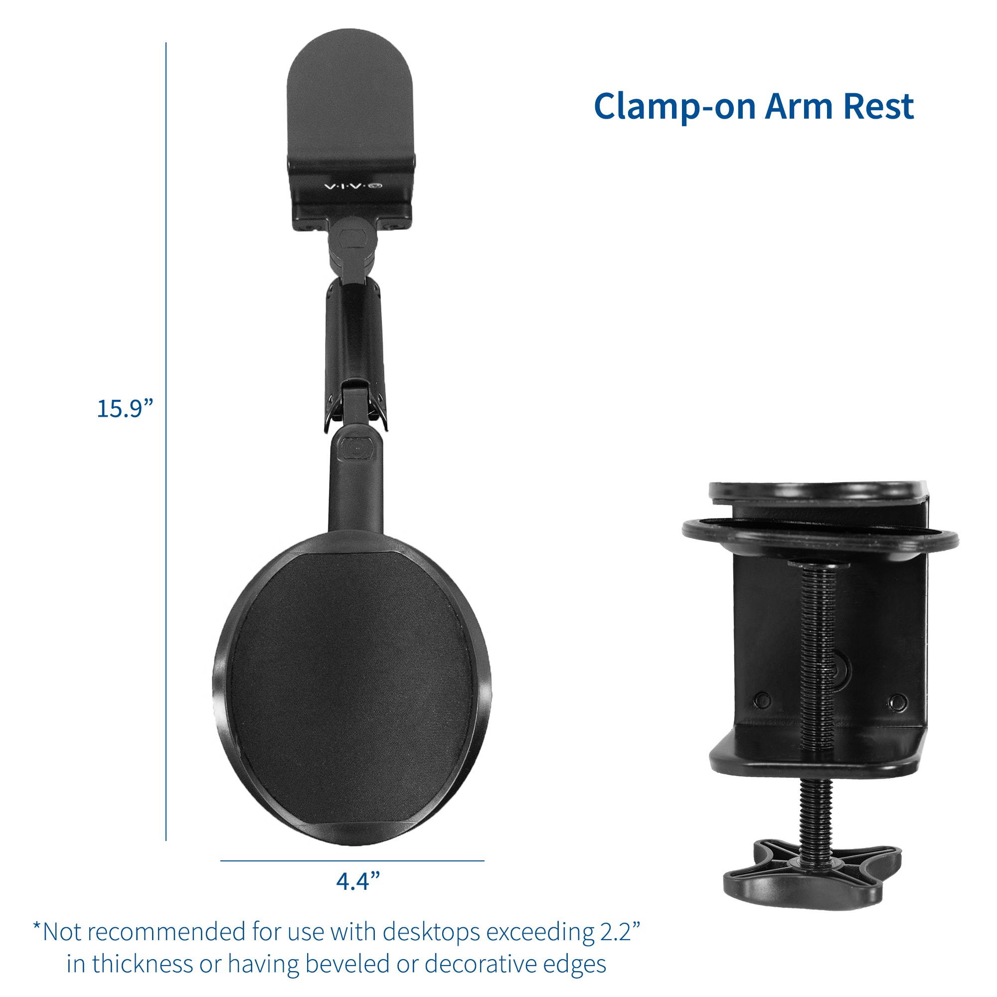 VIVO Black Universal Clamp-on Adjustable Armrest, Desk Cradle Rotating Elbow Cushion (MOUNT-ARM01)