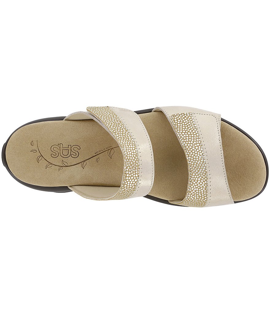 SAS Nudu Dot Printed Leather Wedge Slides