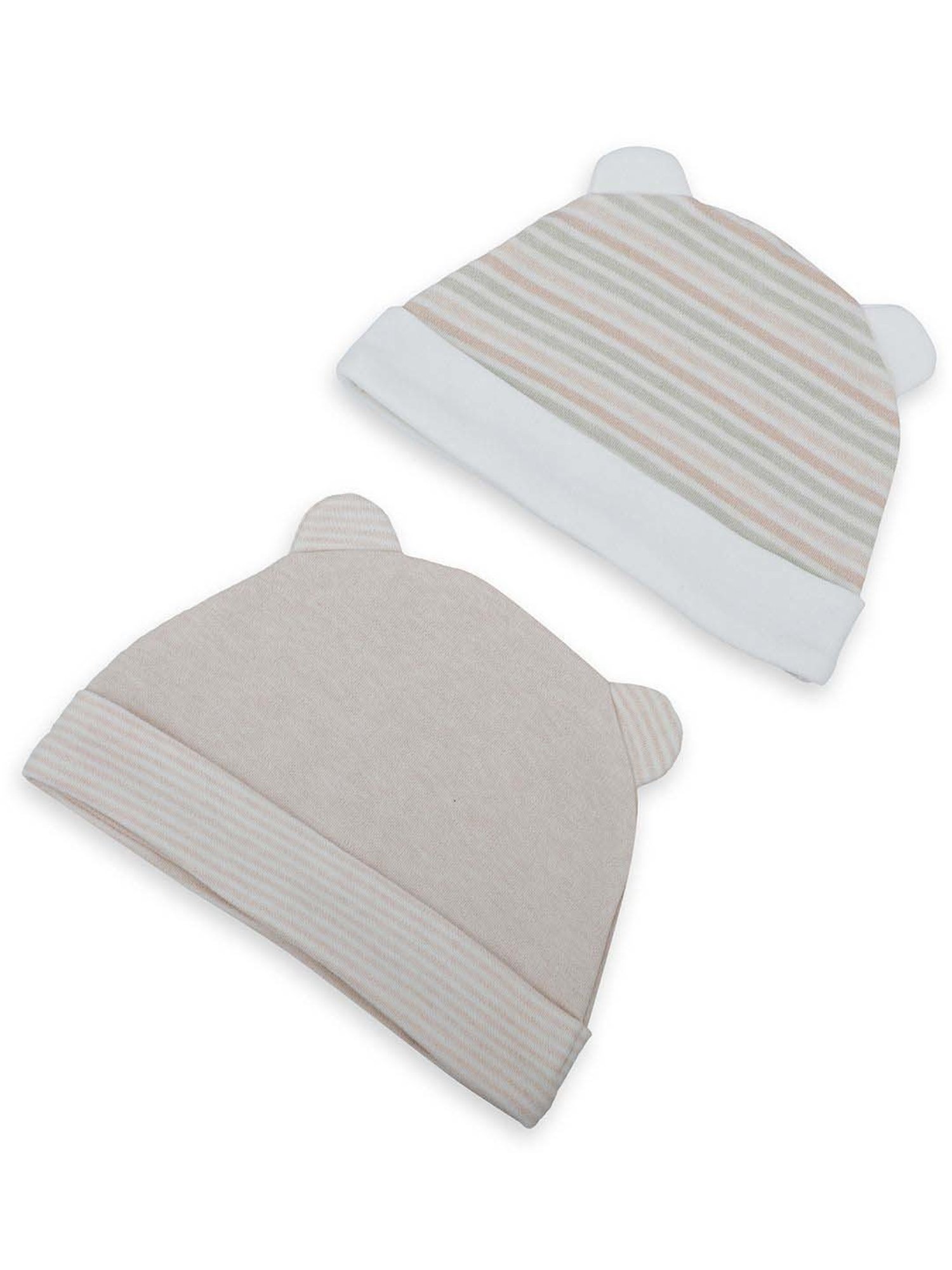 Baby Moo Kids Beige Cotton Printed Cap (Pack of 2)