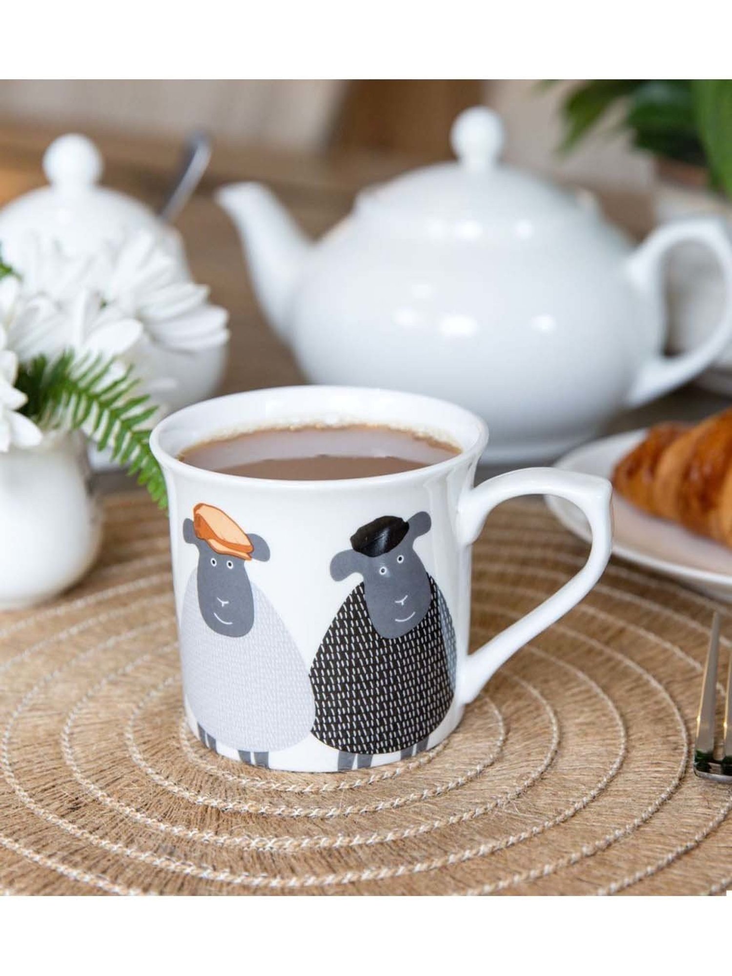 KitchenCraft Grey Bone China Fluted Mug (0.3 L)