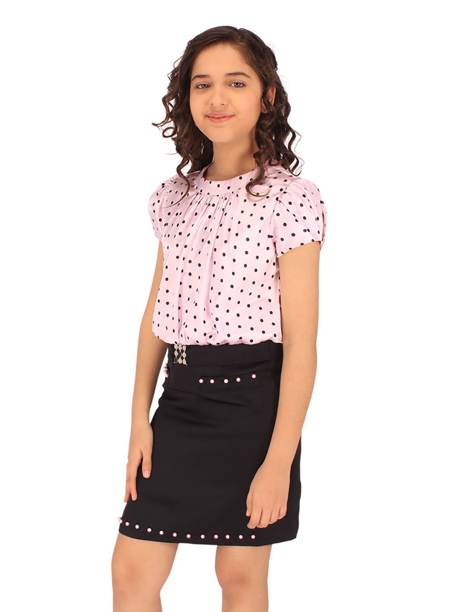 Cutecumber Kids Pink & Black Printed Dress