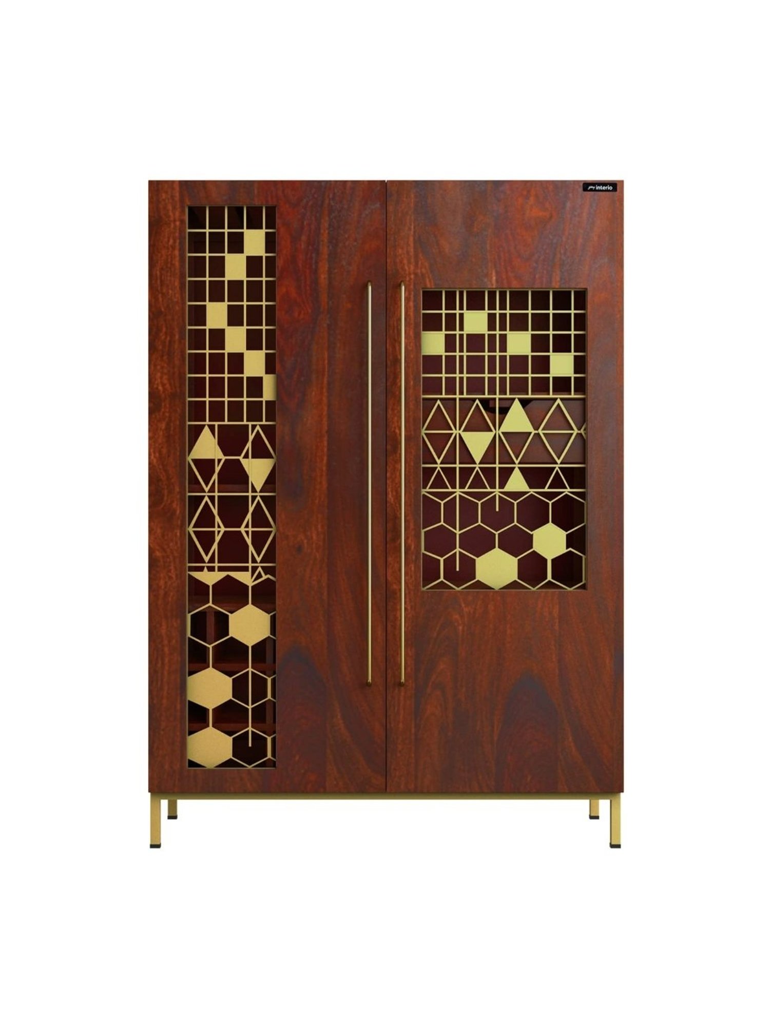 Ikiriya Kassel Solid Brown Wood Wine Rack Teak Finish