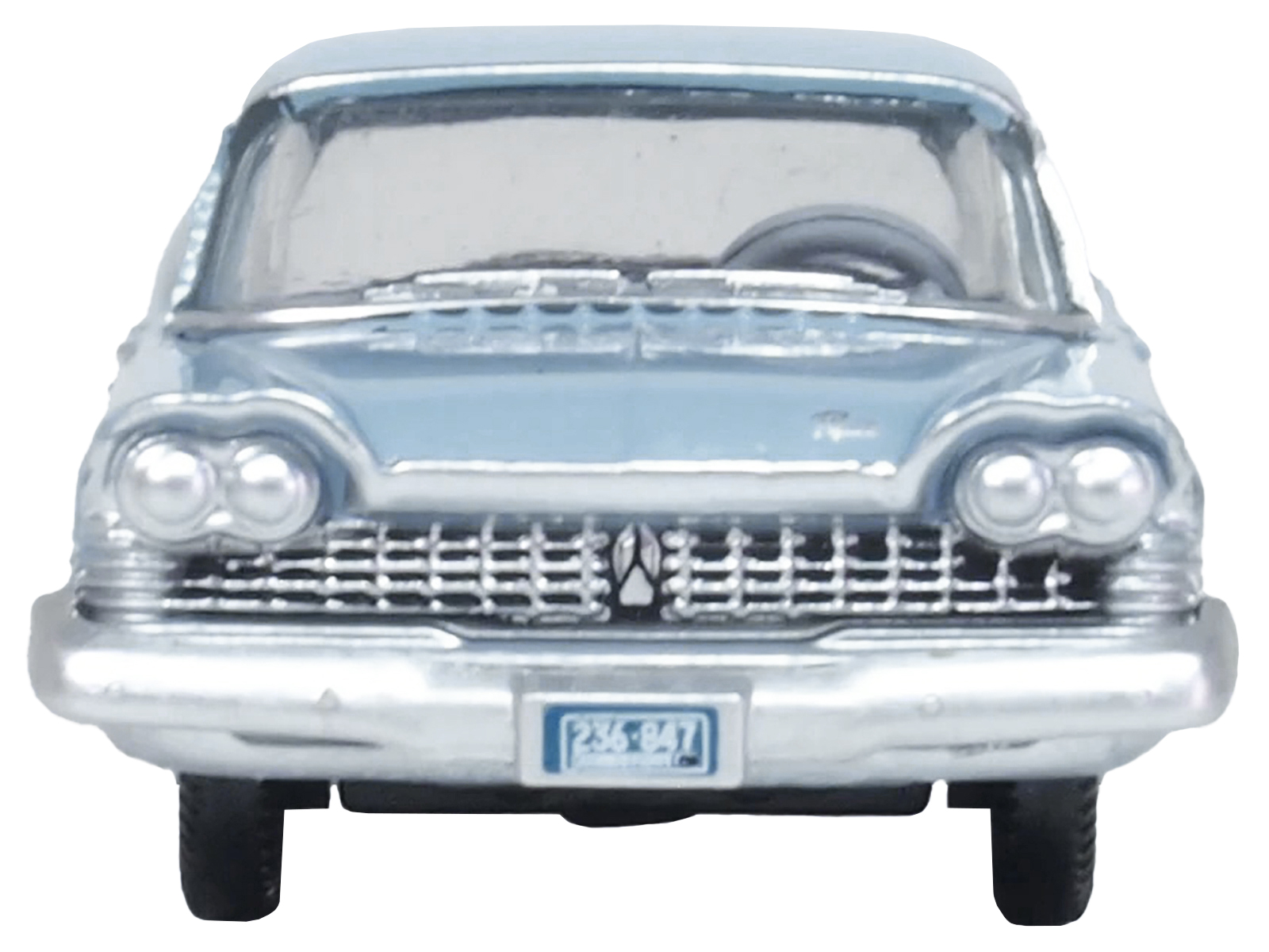 1959 Plymouth Savoy Sedan Powder Blue 1/87 (HO) Scale Diecast Model Car by Oxford Diecast
