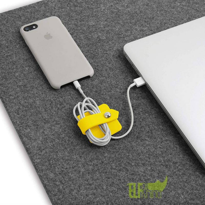 ELFRhino Silicone Earphone Organizer Earphone Wrap Winder Headphone Cord Organizer Wrap Winder Manager/Cable Winder Yellow