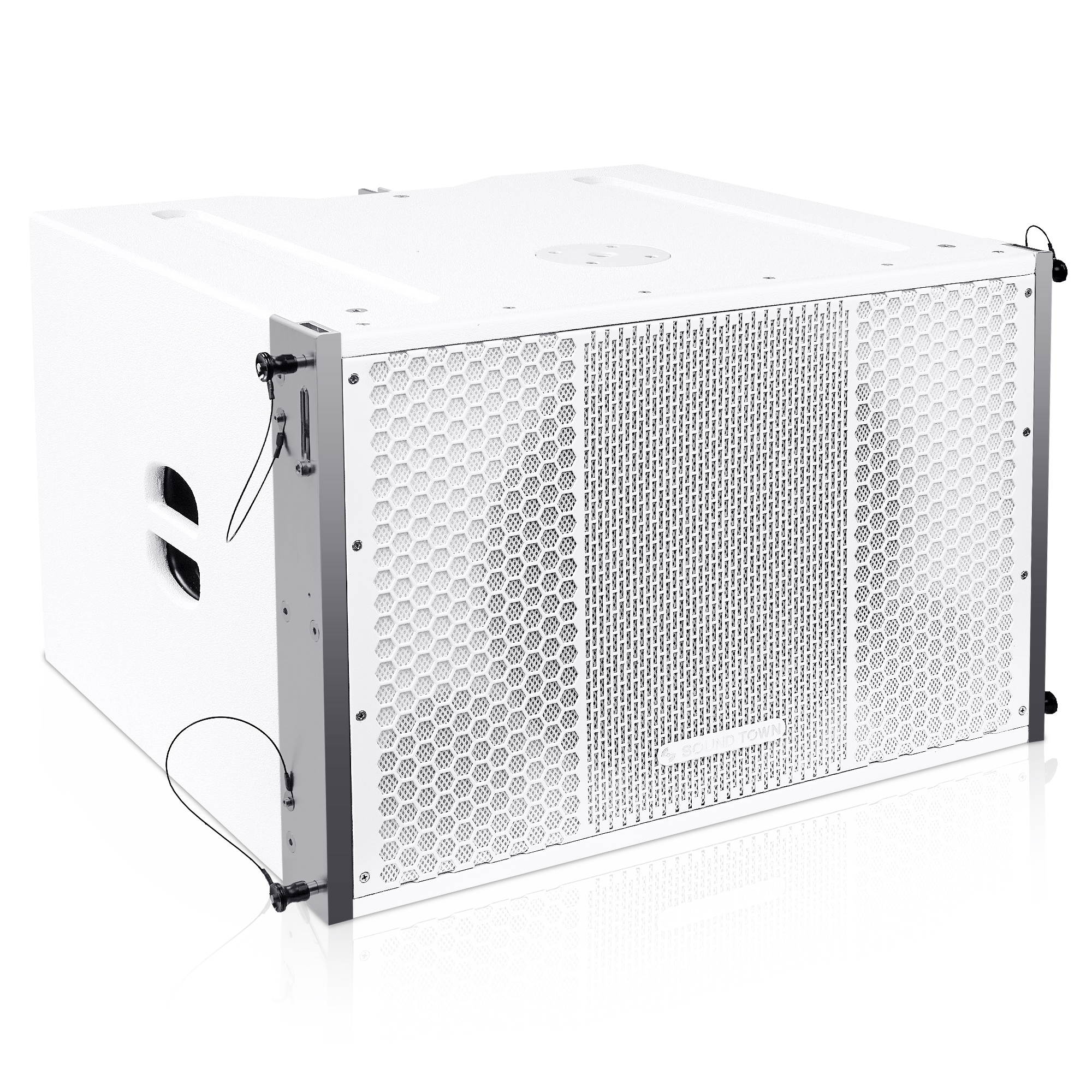 Sound Town ZETHUS Series Line Array Speaker System with One 15-inch Powered Line Array Subwoofer, Two Compact 1 X 10-inch Line Array Speakers, White