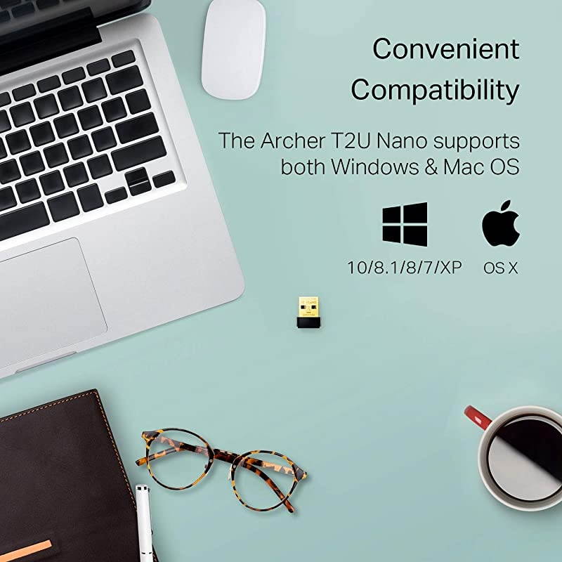 Nano AC600 USB Wifi Adapter(Archer T2U Nano)- 2.4G/5G Dual Band Wireless Network Adapter for PC Desktop, Mini Travel Size, Supports Windows 10, 8.1, 8, 7, XP / Mac OS X 10.9-10.14