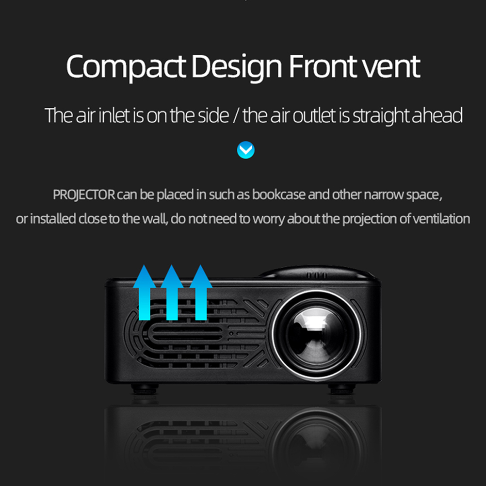 UKCOCO Mini Projector Portable 16:9 Full HD 1080p LED Screen Multimedia Movie Projector 80" Display Home Theater Cinemae w/HDMI/AV/USB Ports