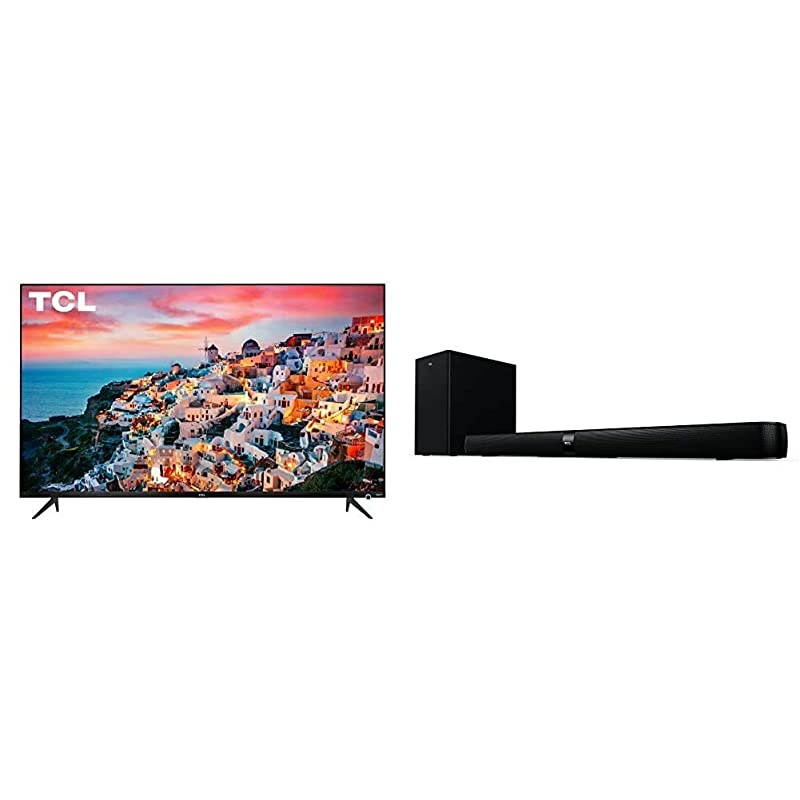55 Class 5Series 4K UHD Dolby Vision HDR Roku Smart TV 55S525 Bundle with  Alto 7+ 21 Channel Home Theater Sound Bar with Wireless Subwoofer TS7010 36 Black