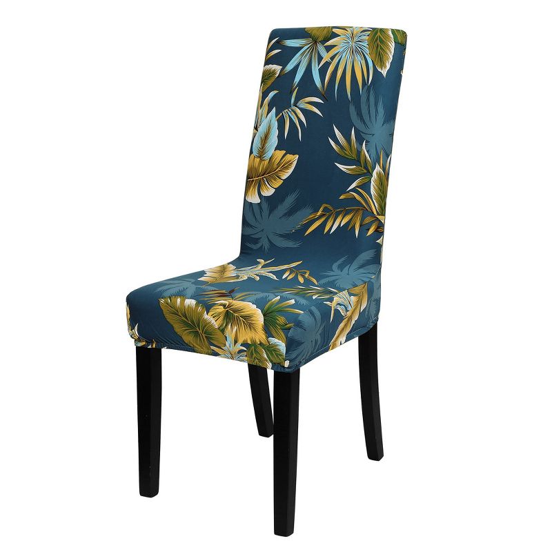 1 Pc Polyester Spandex Floral Print Fit Home Dining Chair Slipcovers Green  - PiccoCasa