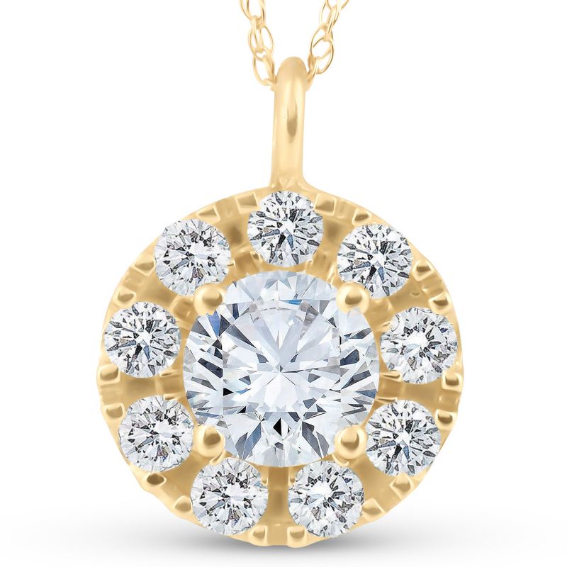 Pompeii3 14K Yellow Gold 1 1/4Ct Lab Created Diamond Pendant Necklace IGI Certified (GH/SI)