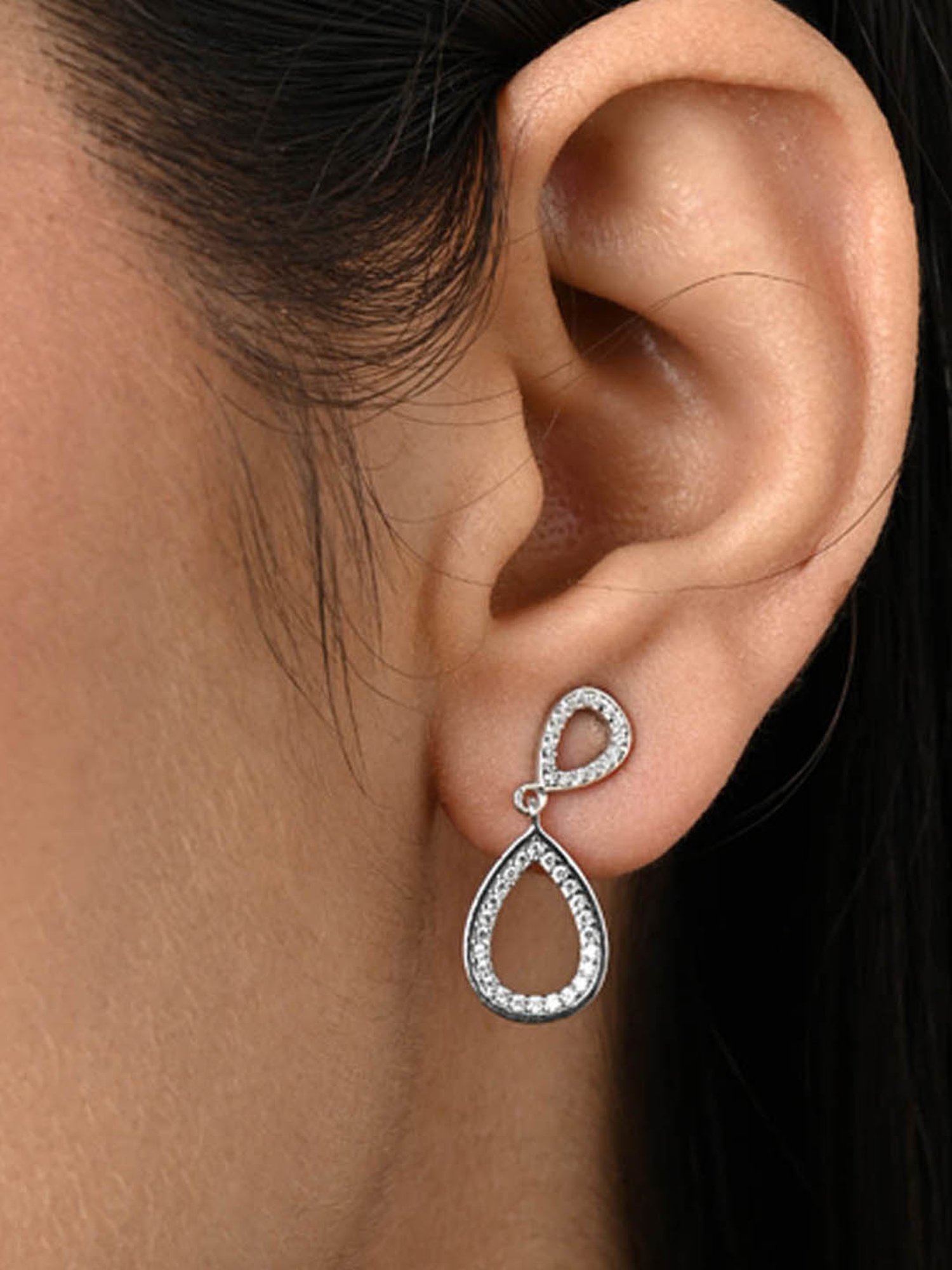 Clara 925 Silver Platinum Plated Swiss Zirconia Serenity Drop Earrings Gift for Women