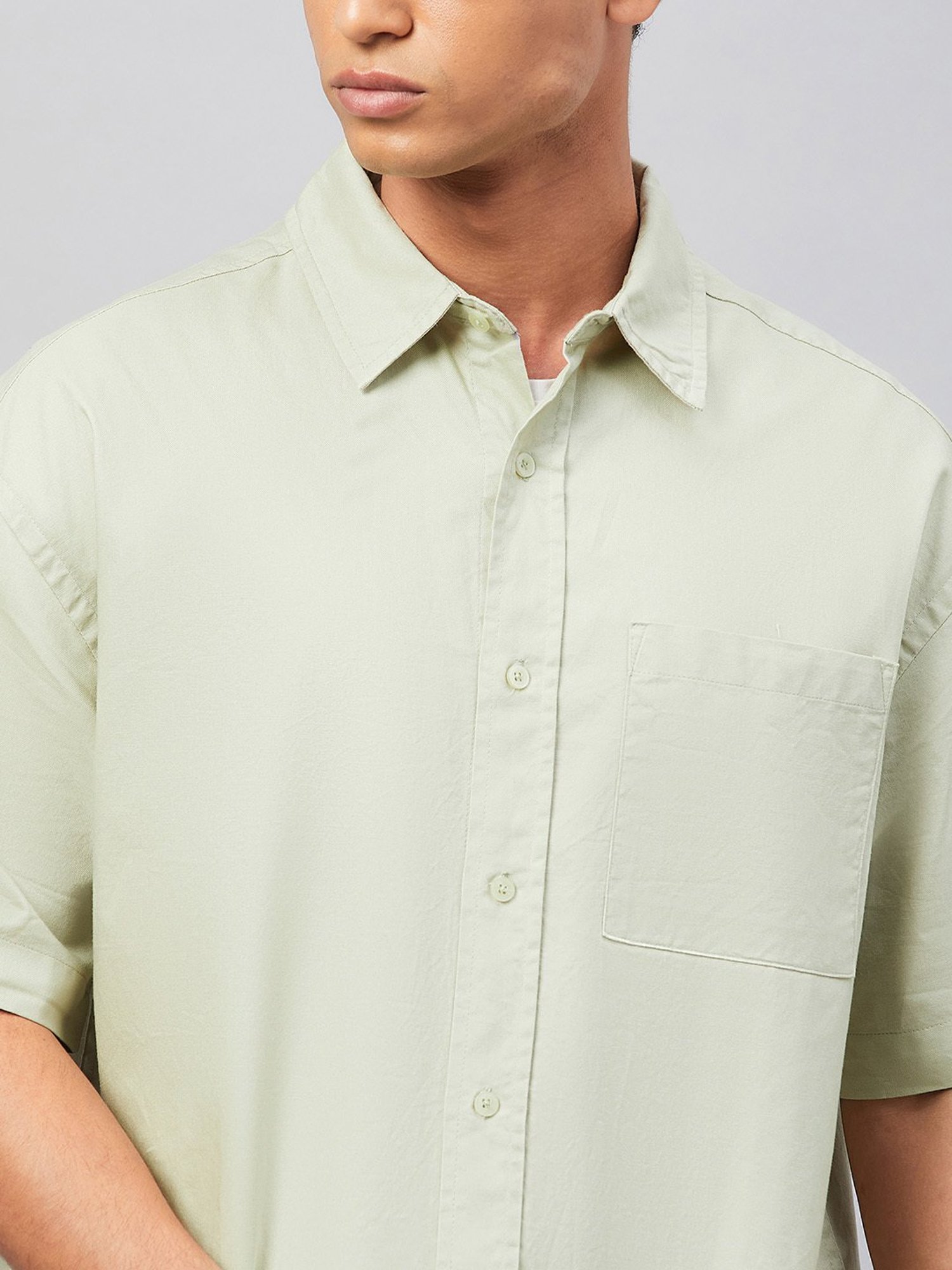 CHIMPAAANZEE Light Green Loose Fit Oversized Shirt