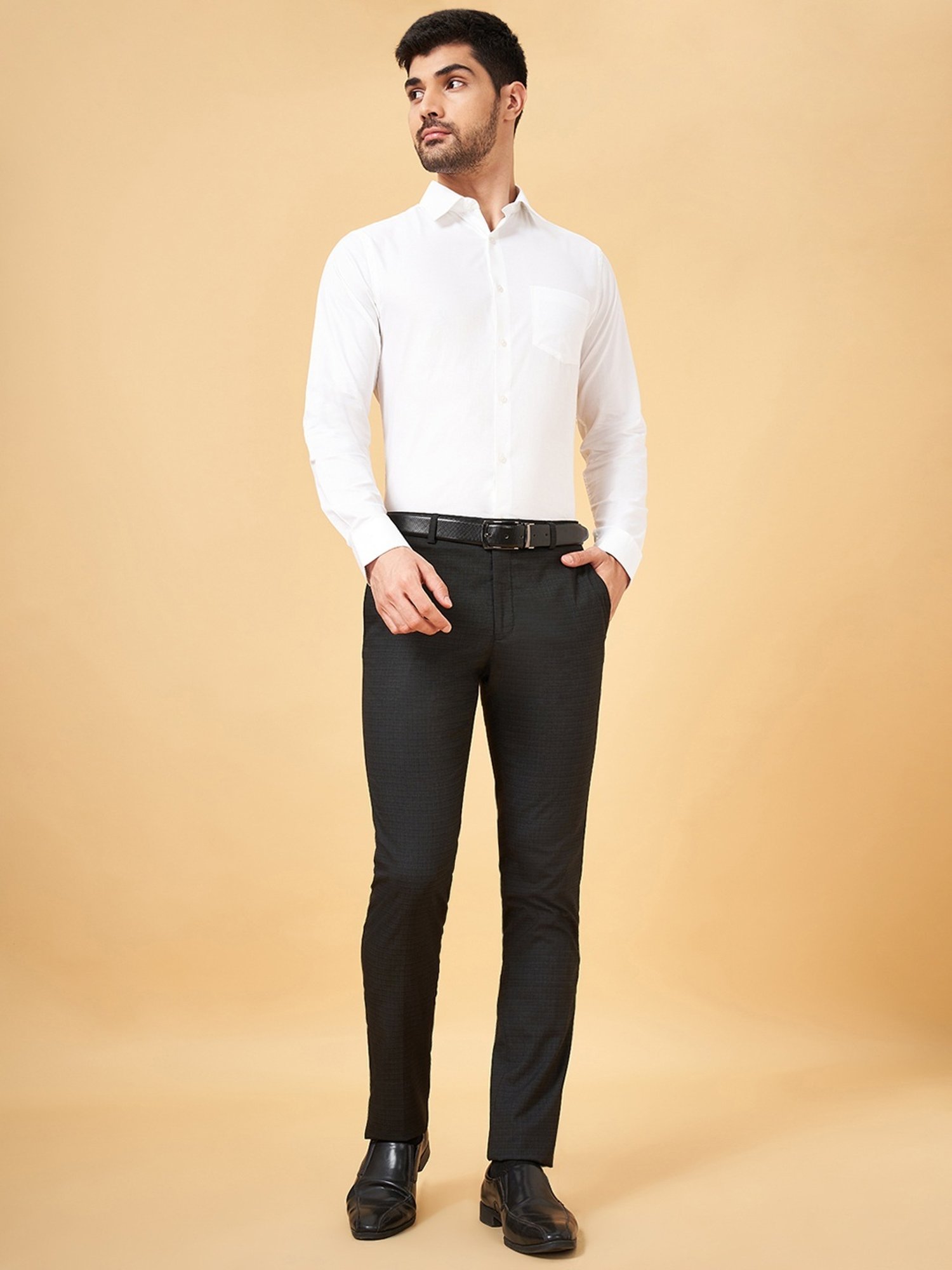 Arrow Navy Regular Fit Trousers