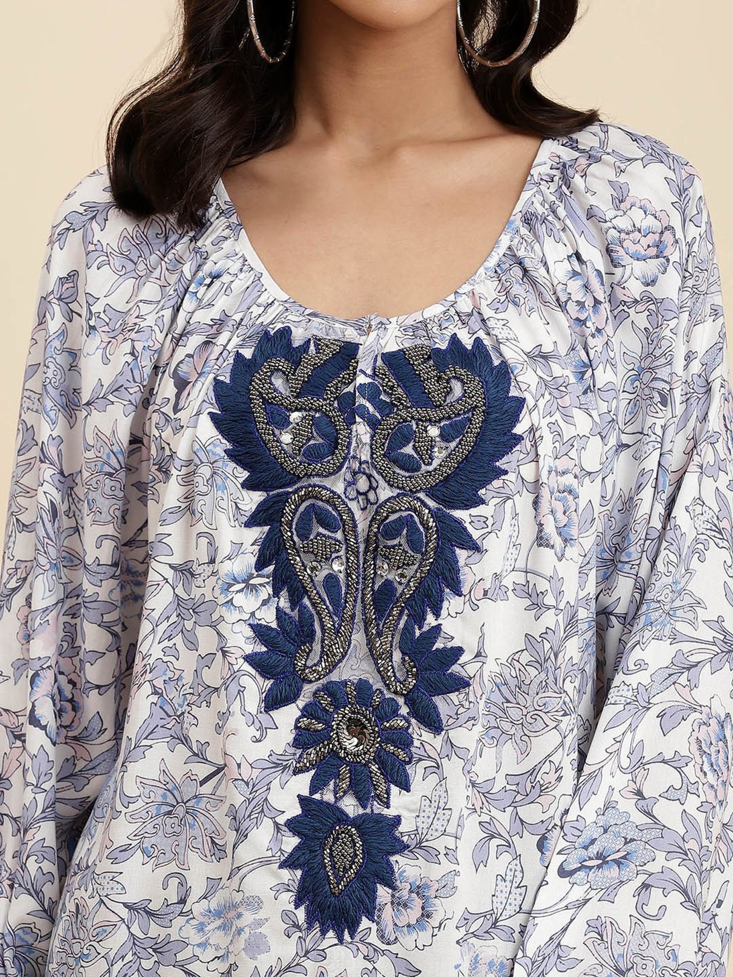 aarke Ritu Kumar White Embroidered Top