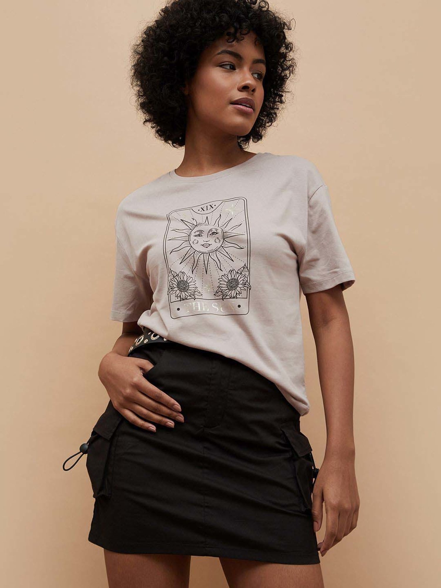 Fame Forever by Lifestyle Beige Cotton Printed T-Shirt