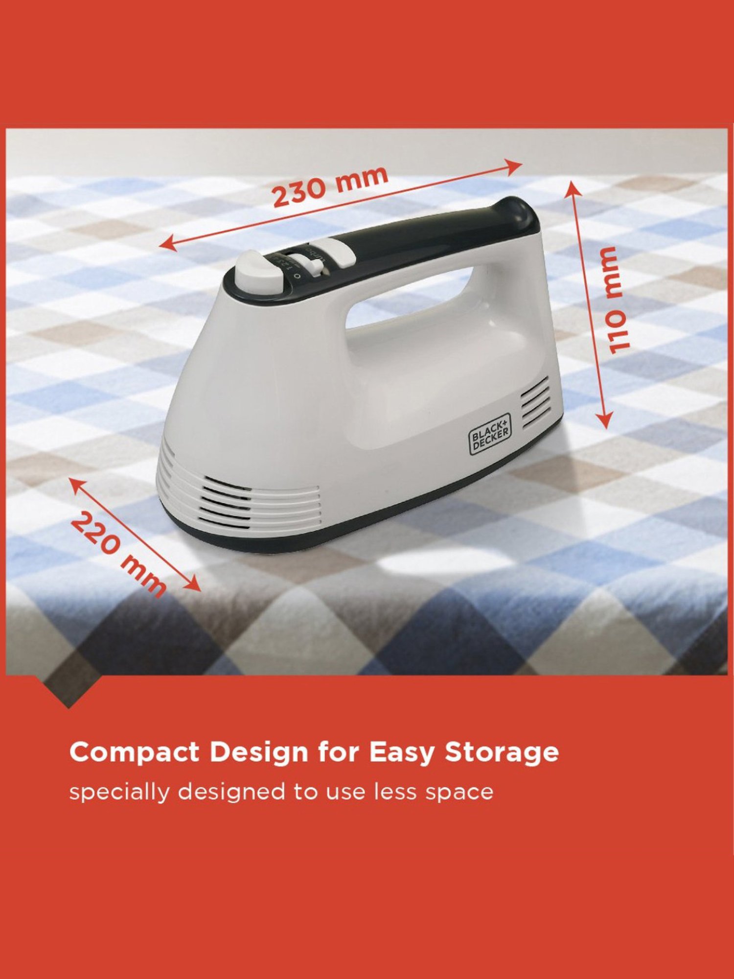 BLACK+DECKER M350 Hand Blender 300W with 5 Speed Turbo function (White & Grey)