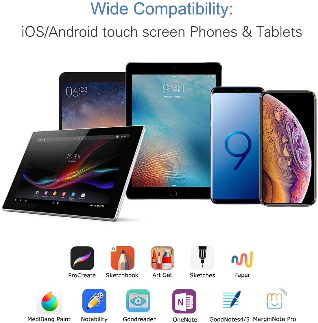 Bobora Stylus Pen, Active Capacitor Pen Touch Screen Touch Pen for Phone iPad IOS&Android for iPad/Pro 2018/2019/2020