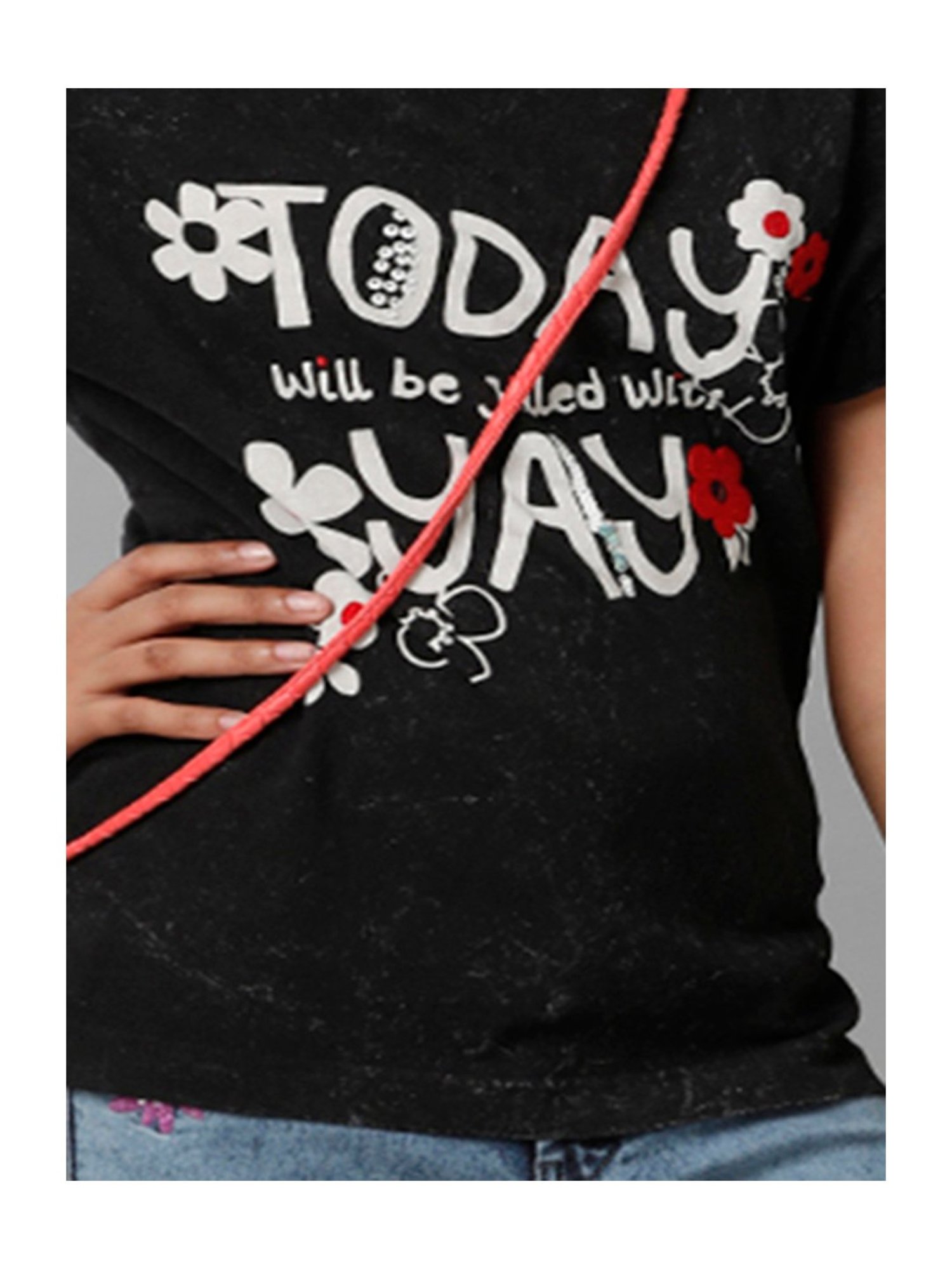 Under Fourteen Only Kids Black Printed Top