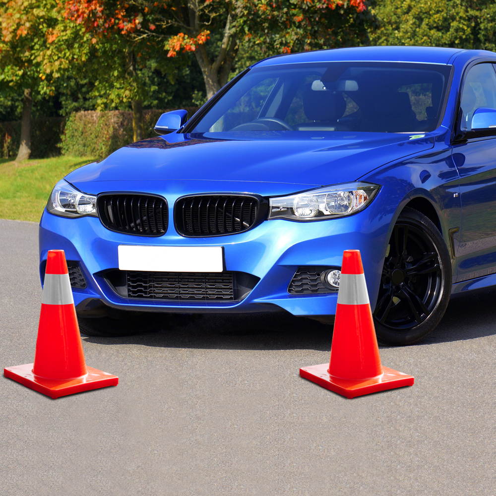 10Pcs Traffic Cones 18" Orange Slim Fluorescent Reflective Road Safety Parking Cones