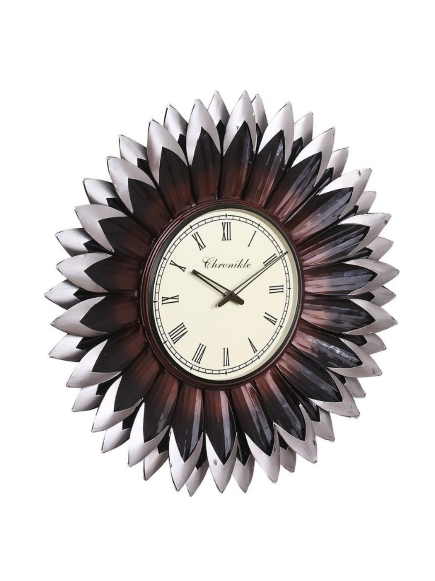 CHRONIKLE Floral Design Multicolor Iron Roman Number Analog Wall Clock
