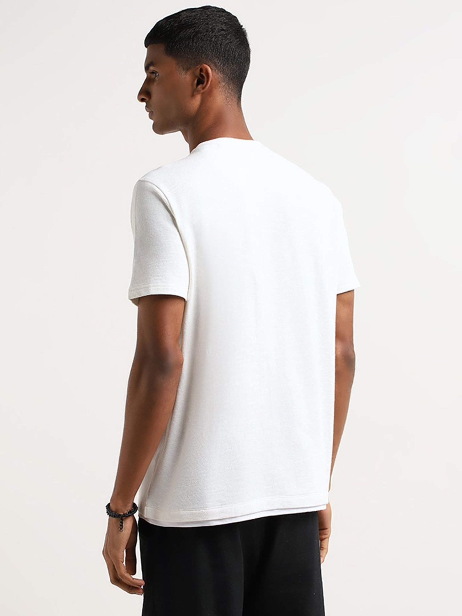 ETA by Westside Off-White Henley Slim Fit T-Shirt