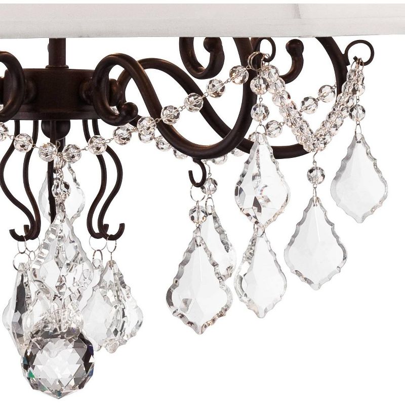 Vienna Full Spectrum Dark Bronze Crystal Pendant Chandelier 22" Wide White Fabric 5-Light Fixture Dining Room House Foyer Kitchen