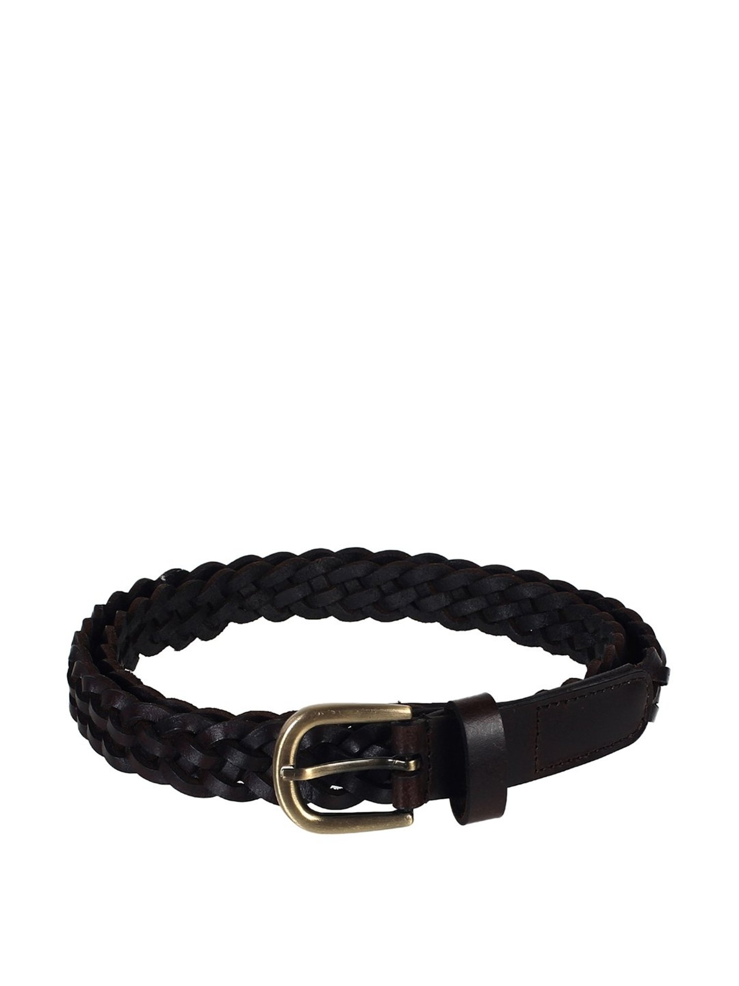 Aditi Wasan Black Leather Narrow Belt for Women